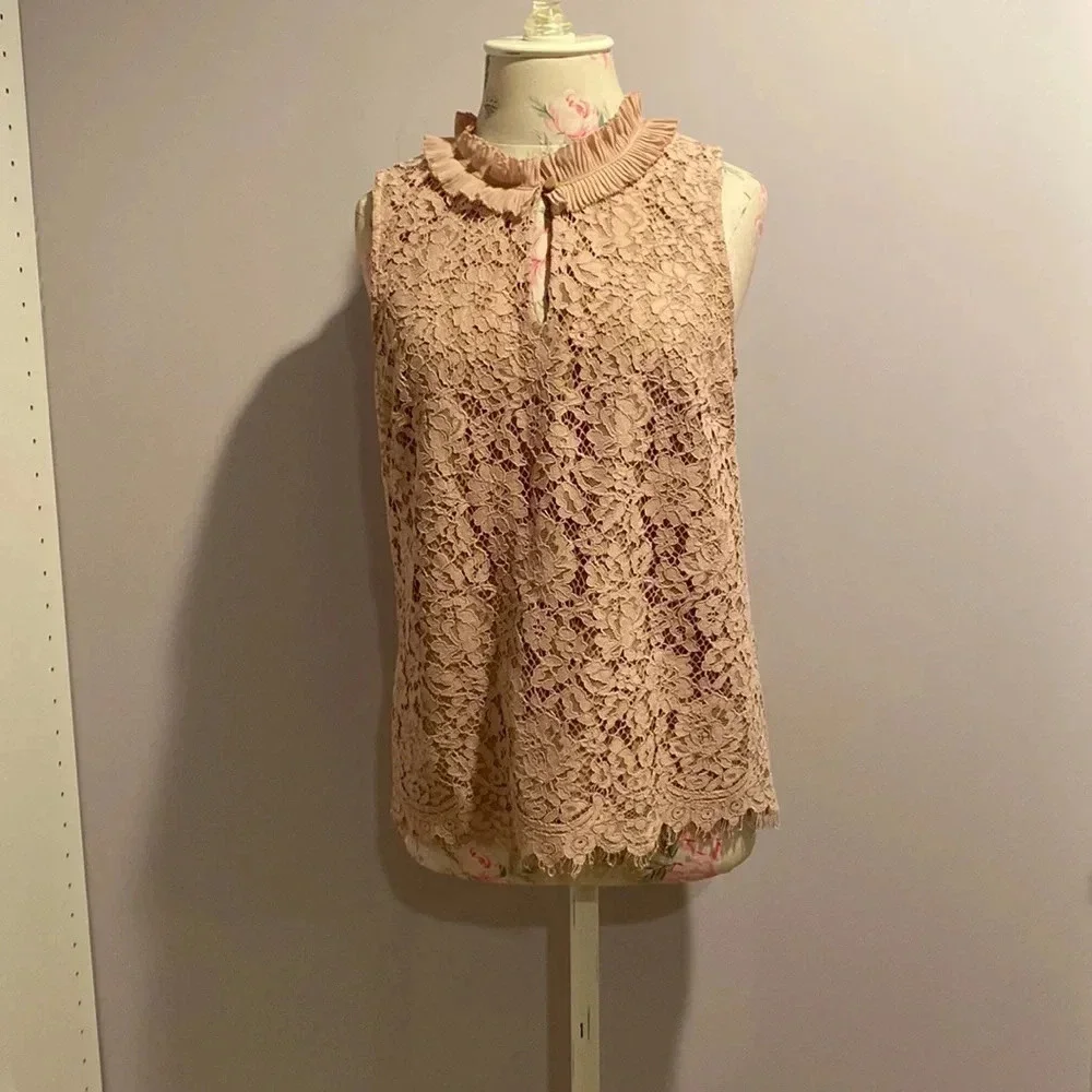 J.Crew tan lace sleeveless top size S